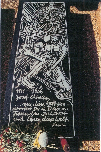 Greis und Tod - Grabplatte f�r das Grab des Vaters